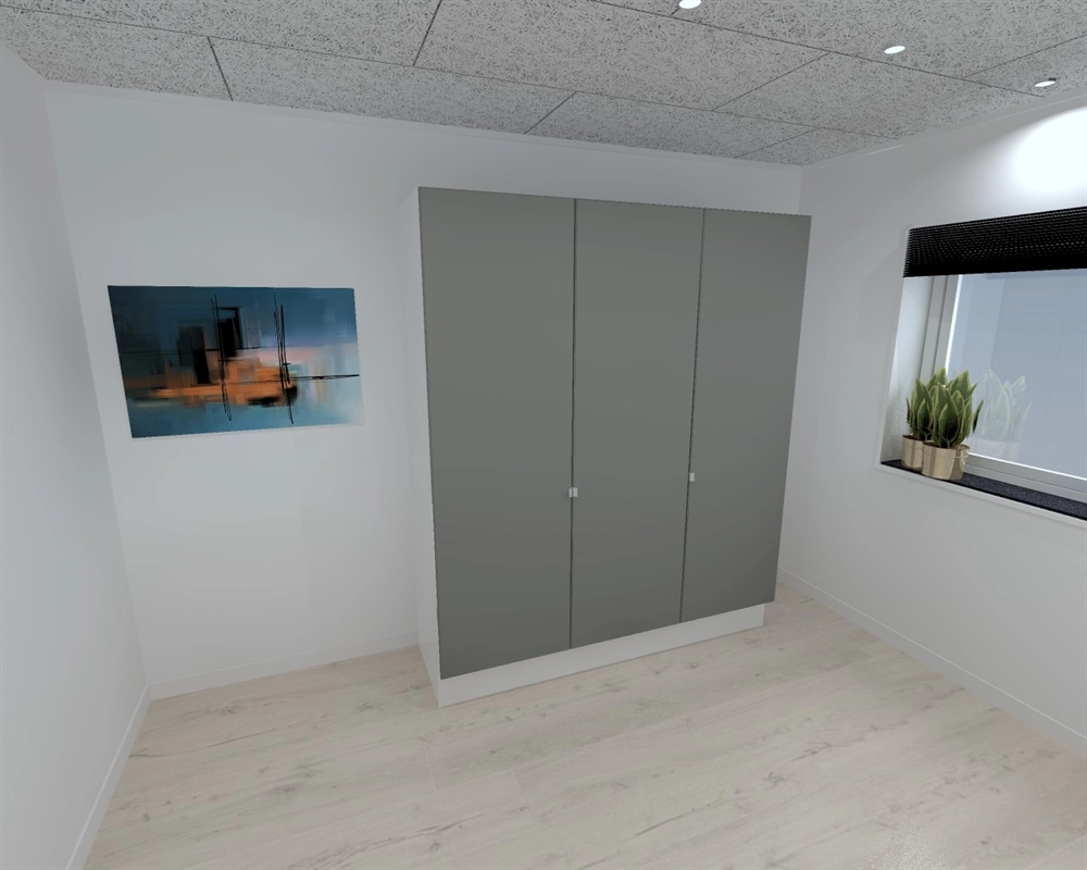 Kitchn Garderobeskap med 3 dører i grått, 180 cm fra Kitchn med Phoenix Mat Grå front.